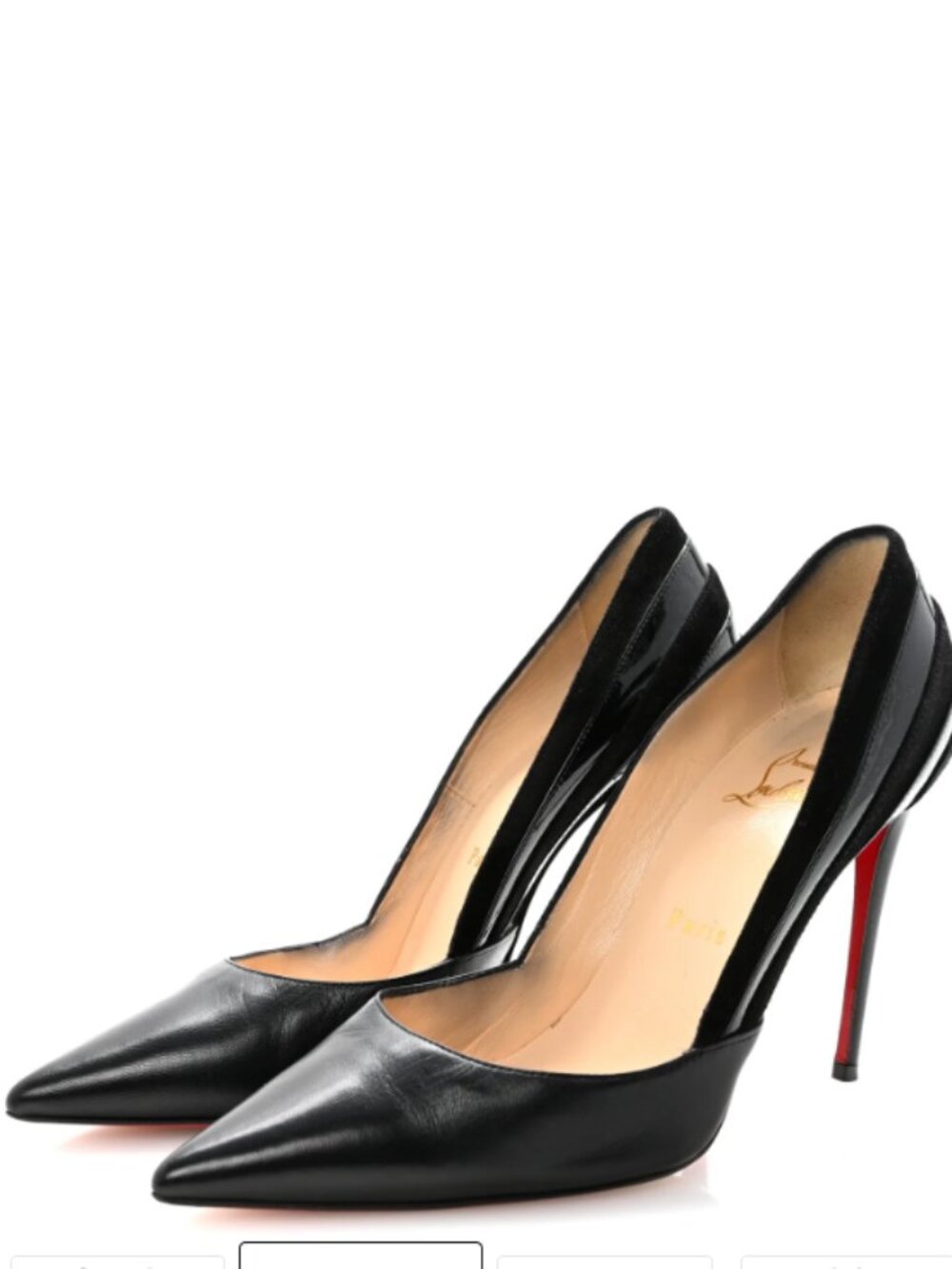 Christian Louboutin Pumps Womens Size 7.5 Blue Panel Trim Pointed Toe Red Bottom
